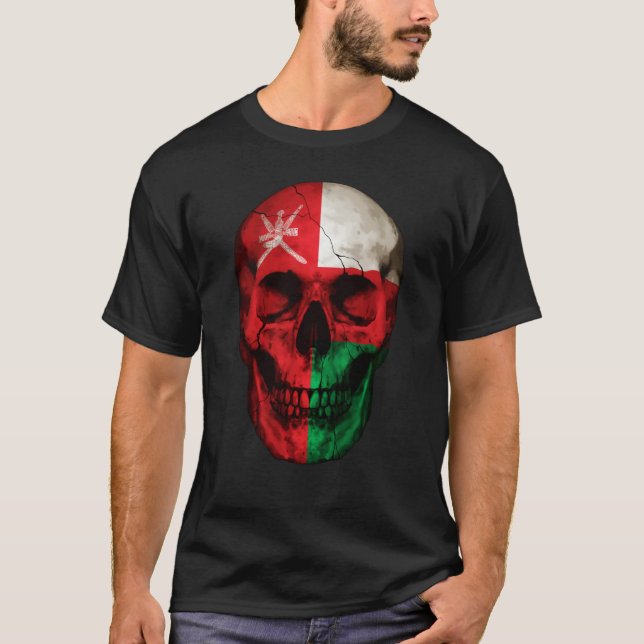 T-shirt Oman Flag Skull Omani Roots Proud Patriotic (Devant)