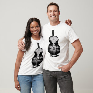 T-shirt Ombre de lac à la guitare Amour de la guitare Musi