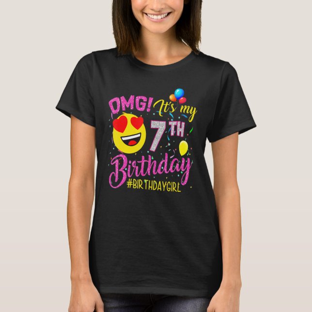 T-shirt Omg C'Est Mon 7E Anniversaire Fille 7 Anniversaire (Devant)