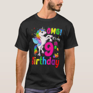 T-shirt Omg C'est mon 9e anniversaire filles Unicorne 9 an