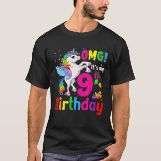 T-shirt OMG It's My 9Th Birthday Girls Unicorn 9 Years Old