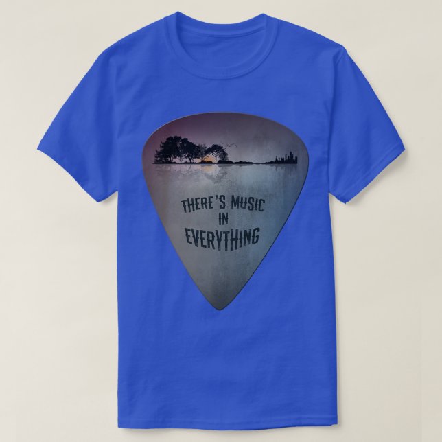 T-shirt ON BACK Guitar Pick Distressed Lake Reflections Gu (Design devant)