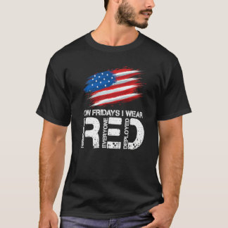 T-shirt On Friday I Wear Red Support American Troops Vinta