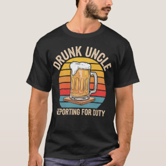 T-shirt Oncle Drunk Reporting Pour Duty Retro Sunset