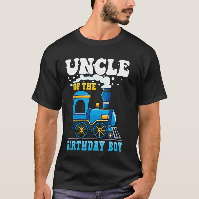 T-shirt Oncle of the Birthday Boy Train Lover Party Famill (Devant)