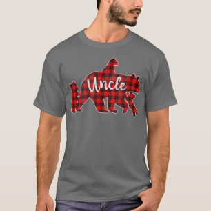 T-shirt Oncle Ours à Carreaux Rouge Homme Avec 3 Oursons O