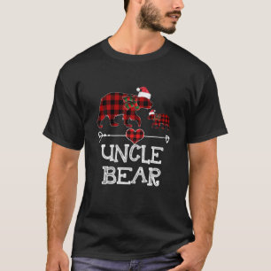 T-shirt Oncle Ours Pajama de Noël Buffle Rouge Plaid Fami