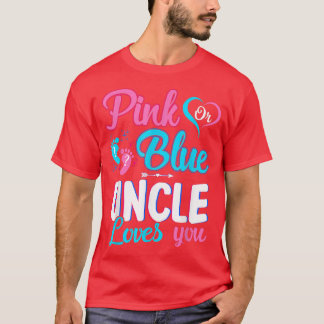 T-shirt Oncle Rose Ou Bleu Vous Aime Bébé Genre Révéler Pa