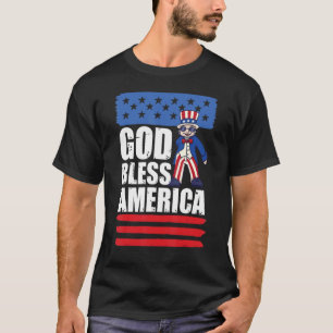 T-shirt Oncle Sam 4 juillet Patriote Américain Dieu béniss
