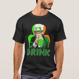T-shirt Oncle Sam Boire toute la journée Bière irlandaise 