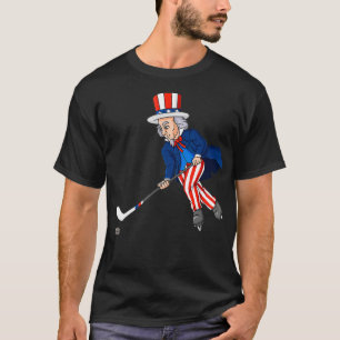 T-shirt Oncle Sam Hockey 4 juillet Patriotique Garçons T