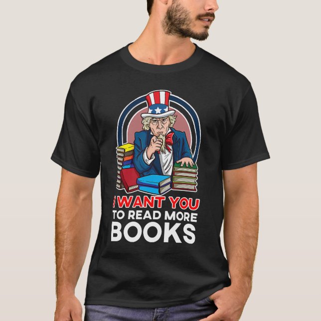 T-shirt Oncle Sam Livre Lecture Bookworm I Want You (Devant)
