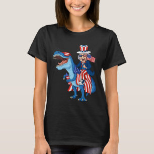 T-shirt Oncle Sam Riding T Rex 4 juillet Garçons Filles En
