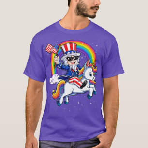 T-shirt Oncle Sam Riding Unicorn 4 juillet pour hommes fem