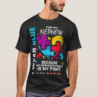 T-shirt Oncle Tante Coeur Je Porte Du Bleu Pour Mon Autism