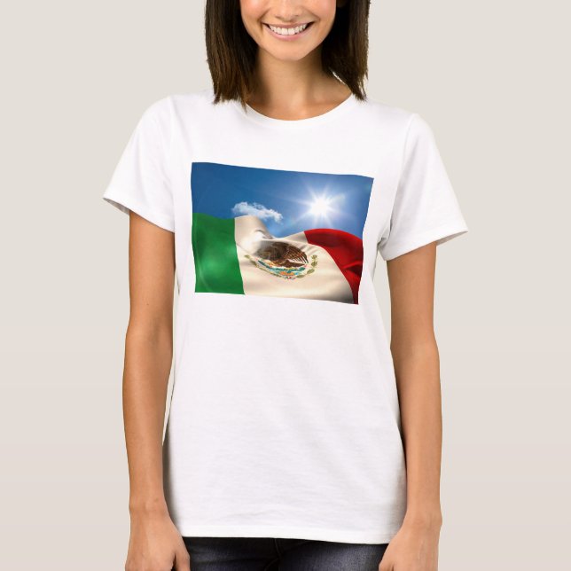 T-shirt Ondulation de drapeau du Mexique produite par (Devant)