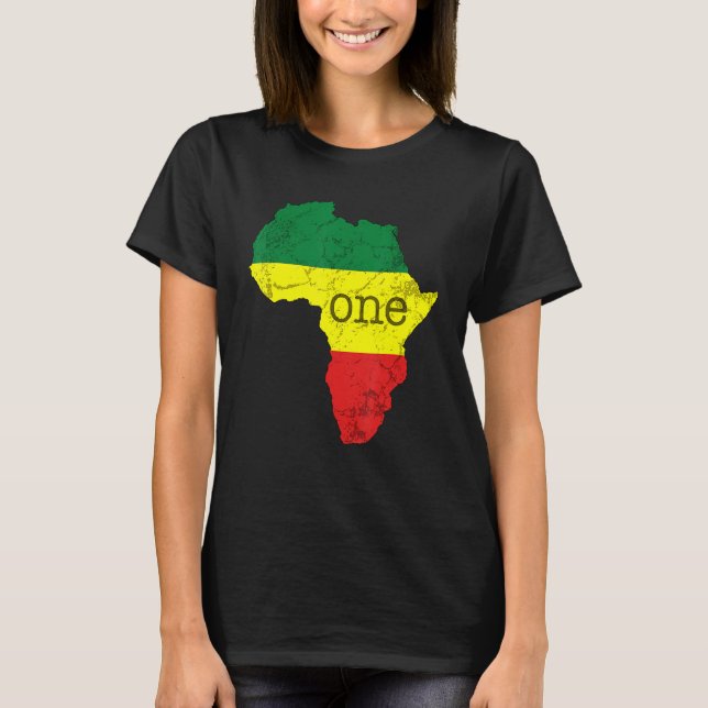 T-shirt One Africa Pan African Pride Map Flag Black Pride (Devant)