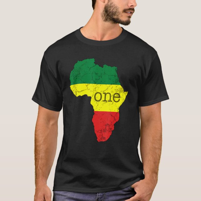 T-shirt One Africa Pan African Pride Map Flag Black Pride (Devant)