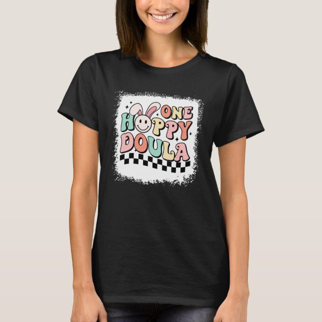 T-shirt One Hoppy Doula Retro Easter Checkered Midwife Bir (Devant)