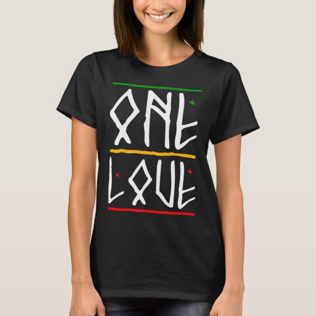 T-shirt One Love Rasta Colours Reggae (Devant)