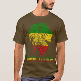 T-shirt One Love Rasta Reggae Lion De Juda Rastafari Racin