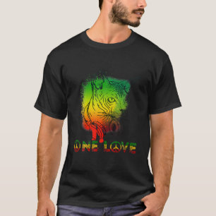 T-shirt One Love Rastafari Chat Rasta Reggae Kitten Headph