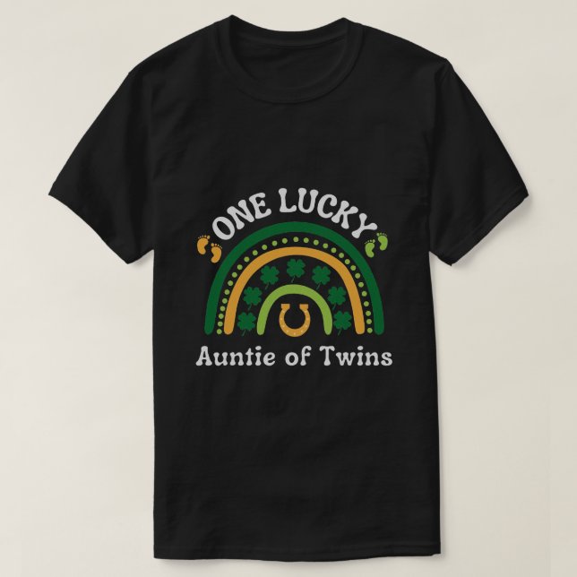 T-shirt One Lucky Auntie of Twins Irish St Patrick's Day (Design devant)