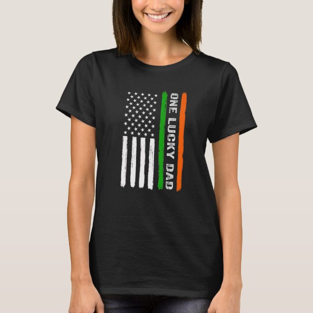 T-shirt One Lucky Dad Irish American Flag Ireland St Patri (Devant)