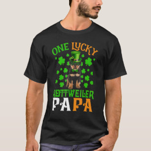 T-shirt One Lucky Dog Papa Rottweiler Retriever Dad St Pat