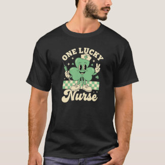 T-shirt One Lucky Nurse Retro Shamrock Mascot Art