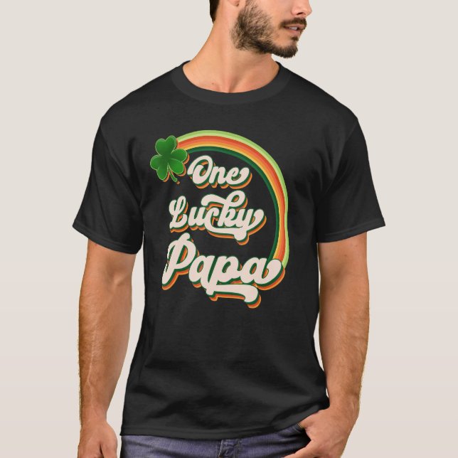 T-shirt One Lucky Papa Funny Irlandais Clovers St Patrick' (Devant)