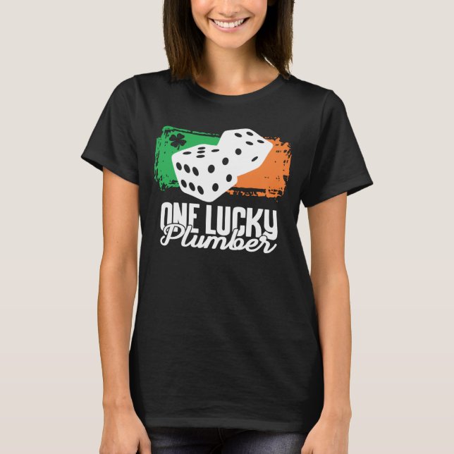 T-shirt One Lucky Plumber Dice Game  Family Group Matching (Devant)