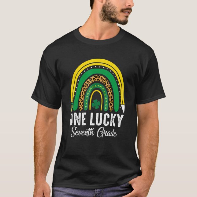 T-shirt One Lucky Seventh Grade Rainbow St Patricks Day Te (Devant)
