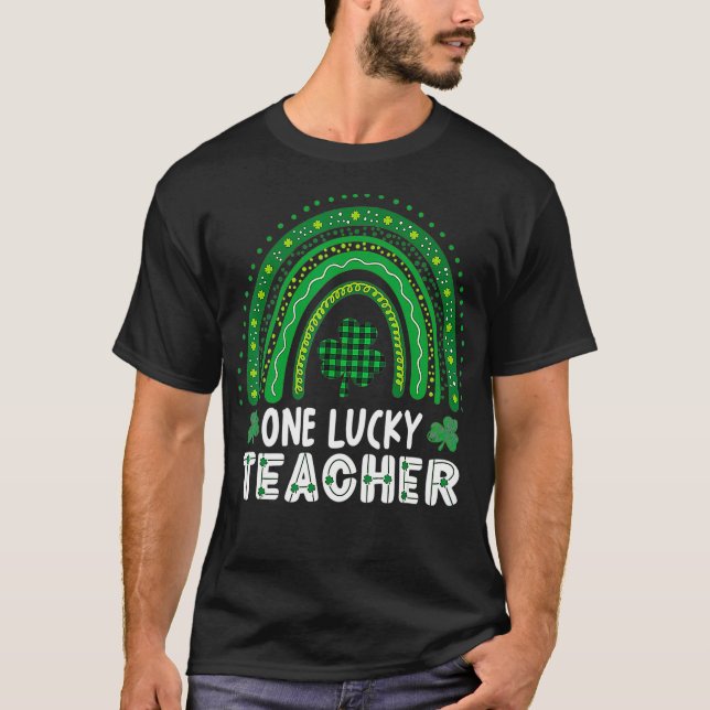 T-shirt One Lucky Teacher Rainbow St Patricku2019s Day App (Devant)