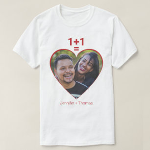 T-shirt One Plus One Equals Amour, Coeur Rouge, Image Pers