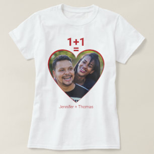 T-shirt One Plus One Equals Love, Red Heart Image personne