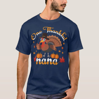 T-shirt One Thankful Nana Turkey With Pilgrim Hat Thanks