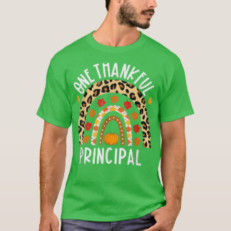 T-shirt One Thankful Principal Leopard Rainbow Thanksgivin