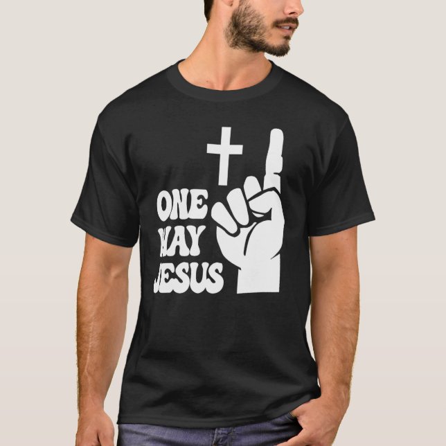 T-shirt One Way Jesus People Christian Revolution Finger U (Devant)