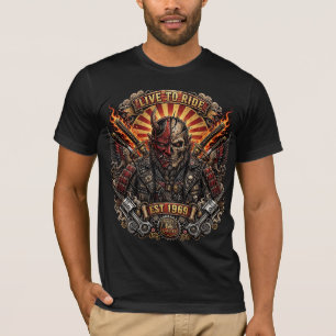 T-shirt Oni Biker Samurai , Vivre pour Rouler Samouraï Oni