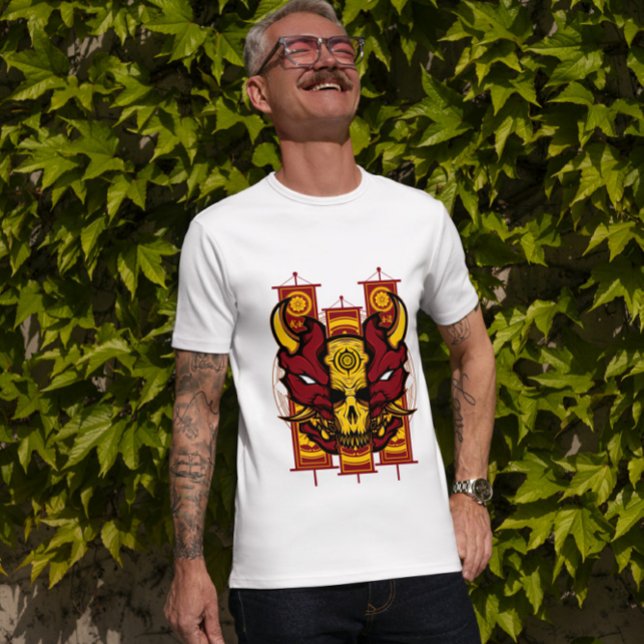 T-shirt Oni masqué au crâne (Créateur téléchargé)