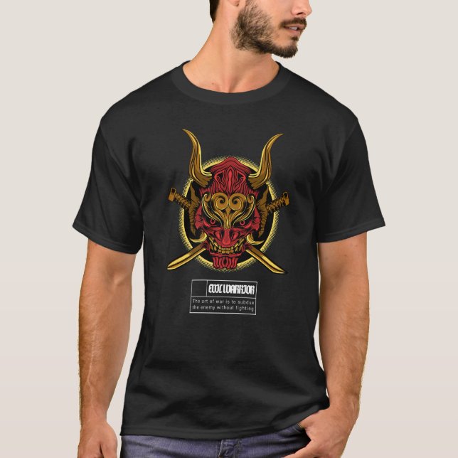 T-shirt Oni Masque japonais visage démon Diable Ronin 1 (Devant)
