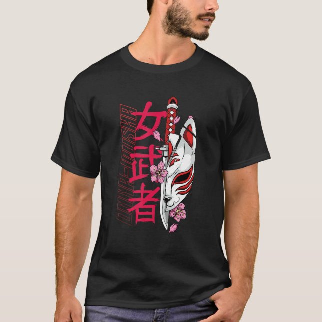 T-shirt Onna musha Female Samurai Japanese Warrior Ronin B (Devant)