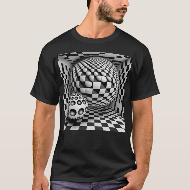 T-shirt Op Art Noir Et Blanc (Devant)