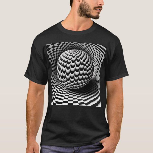 T-shirt Op Art Noir Et Blanc (Devant)