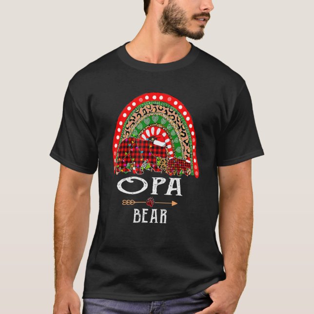 T-shirt Opa Bear Noël Rainbow Leopard Famille Christma (Devant)
