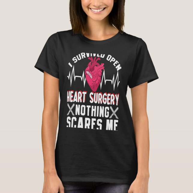 T-shirt Open Heart Surgery Bypass Awareness Heart I Surviv (Devant)