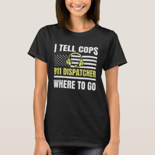 T-shirt Opérateur 911 ligne jaune fine Dispatch États-Unis