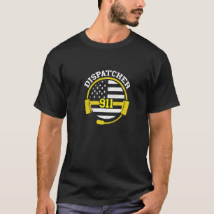 T-shirt Opérateur de dispatching 911 Usa Casque Drapeau Mi