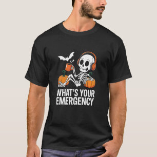T-shirt Opérateur de dispatching Halloween squelette 911 S